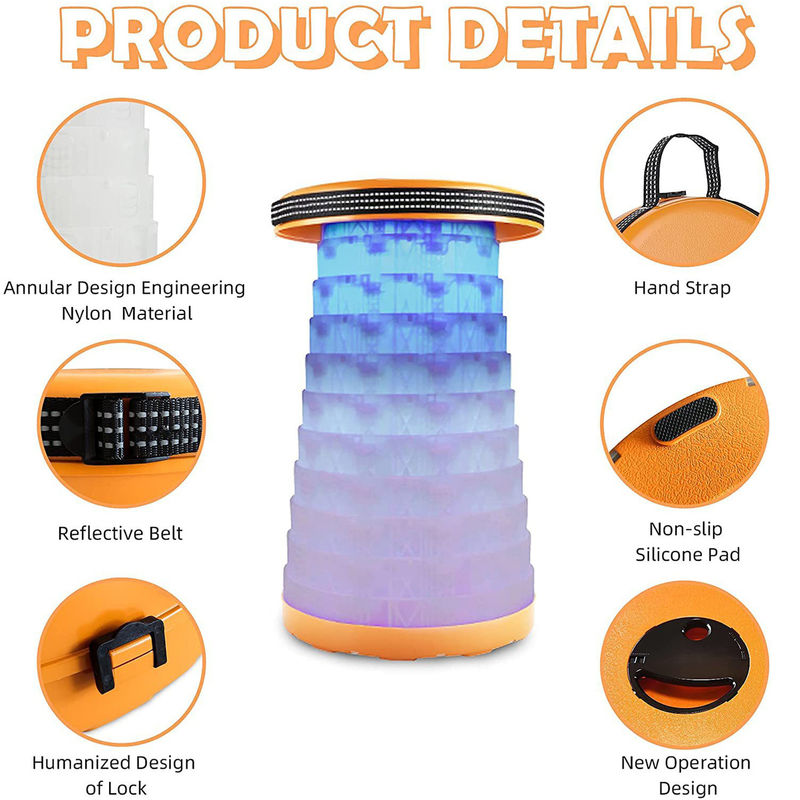 Outdoor Telescopic Folding Stool With Light Colorful Portable Folding