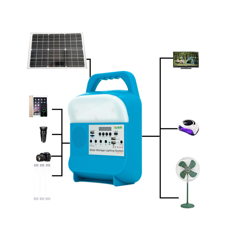 Camping Portable Solar Kit With Panel Charger Light Radio Home Storage Energy System