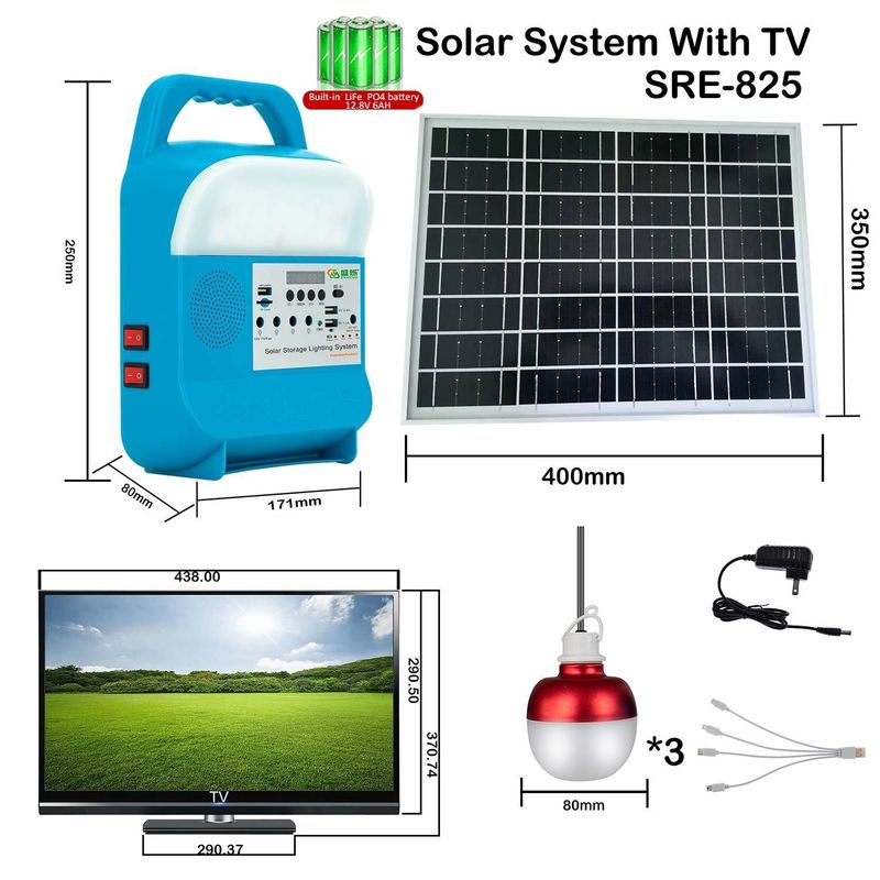Cell Type Lithium Build-in Battery Portable LED Home Light Solar Lighting Kits Power SRE-815