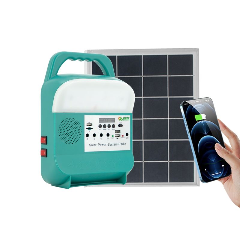 9W Solar Power Lighting Kit LED Bulbs Wall Portable Station Phone Charger SRE-689