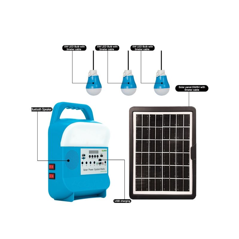 Portable Mini Solar Power Kits For Home With Music Speaker Systems Fan Solar Energy And Light 5W 6V