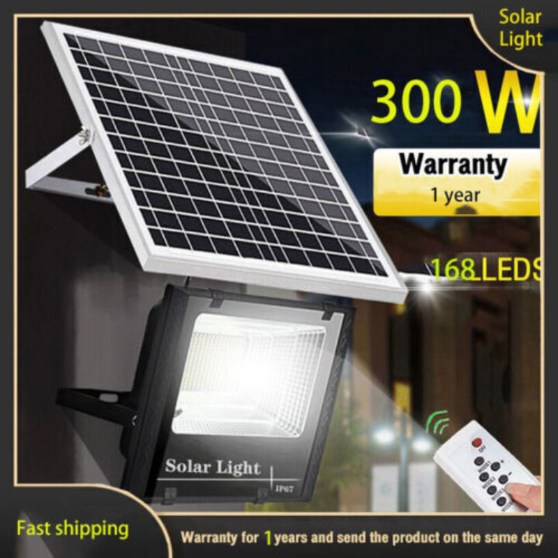 300W Super Power Solar Flood Light Outdoor Street Sport Remote Controller Timing