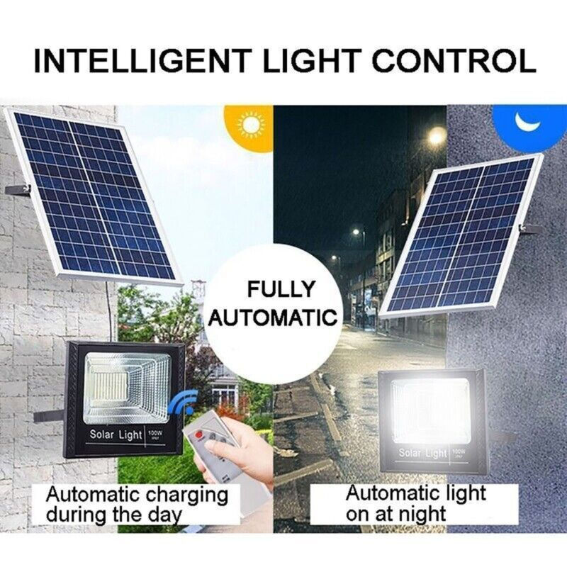 300W Super Power Solar Flood Light Outdoor Street Sport Remote Controller Timing