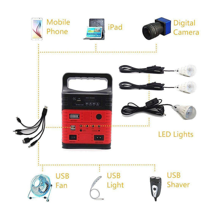 8000mAh Portable Solar Power Generator Kit Blue Solar Emergency Lights With 10w 6v Solar Panel
