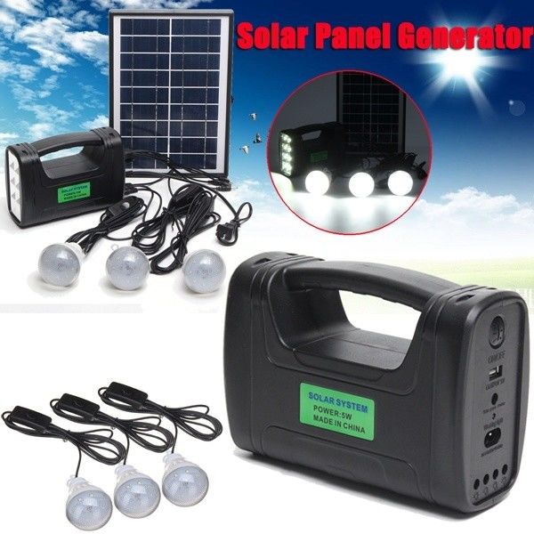 12PCS SMD LED 3W 4W 5W Indoor Solar Lighting Kit With	4Ah Lead Acid Batttery
