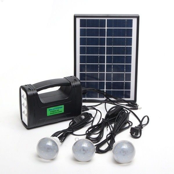 12PCS SMD LED 3W 4W 5W Indoor Solar Lighting Kit With	4Ah Lead Acid Batttery