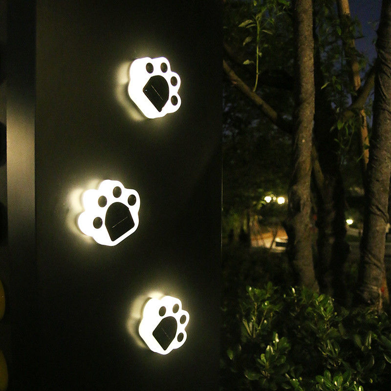 5000K 70lm Solar Decorative Lights Plug In Cat Paw Print Solar Lawn Lamp