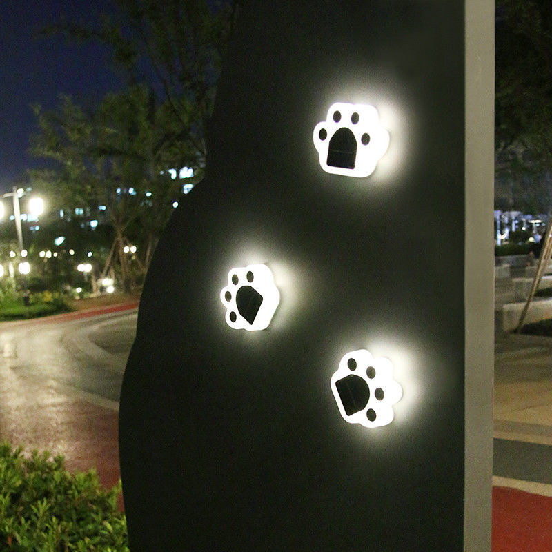 5000K 70lm Solar Decorative Lights Plug In Cat Paw Print Solar Lawn Lamp