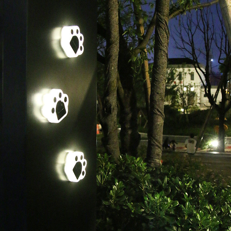 5000K 70lm Solar Decorative Lights Plug In Cat Paw Print Solar Lawn Lamp