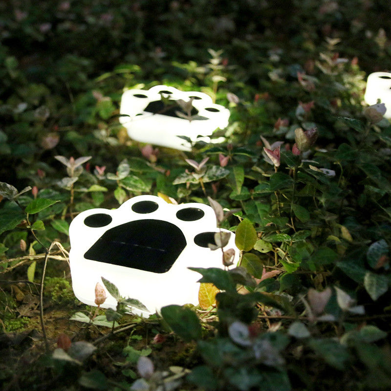 5000K 70lm Solar Decorative Lights Plug In Cat Paw Print Solar Lawn Lamp