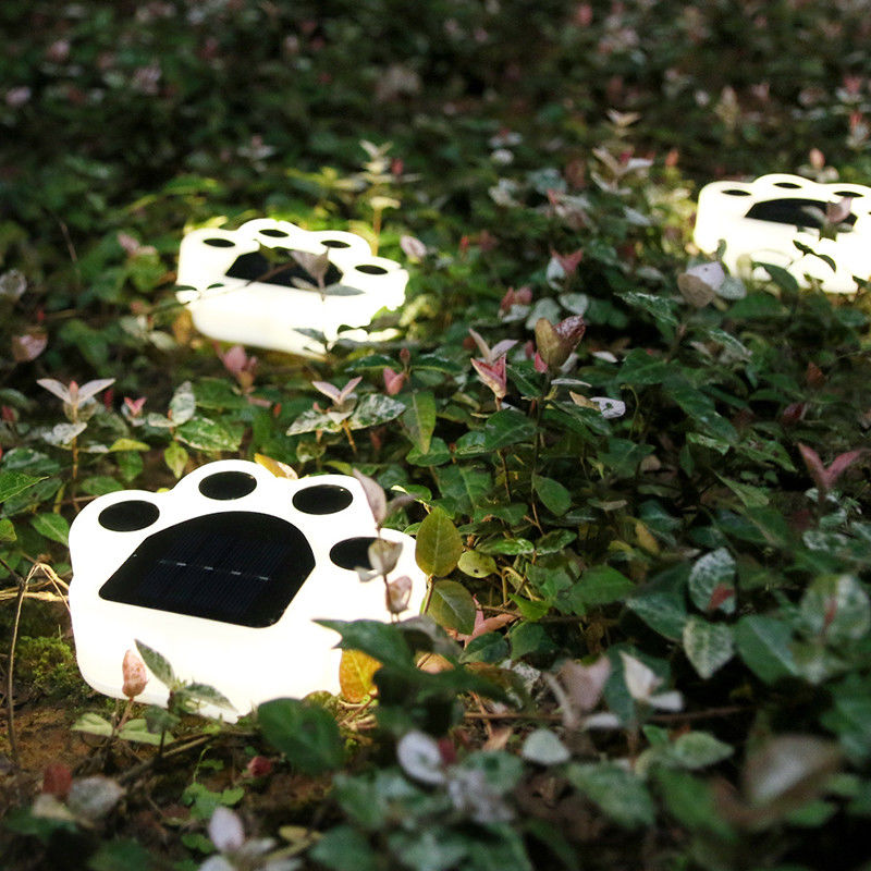 5000K 70lm Solar Decorative Lights Plug In Cat Paw Print Solar Lawn Lamp