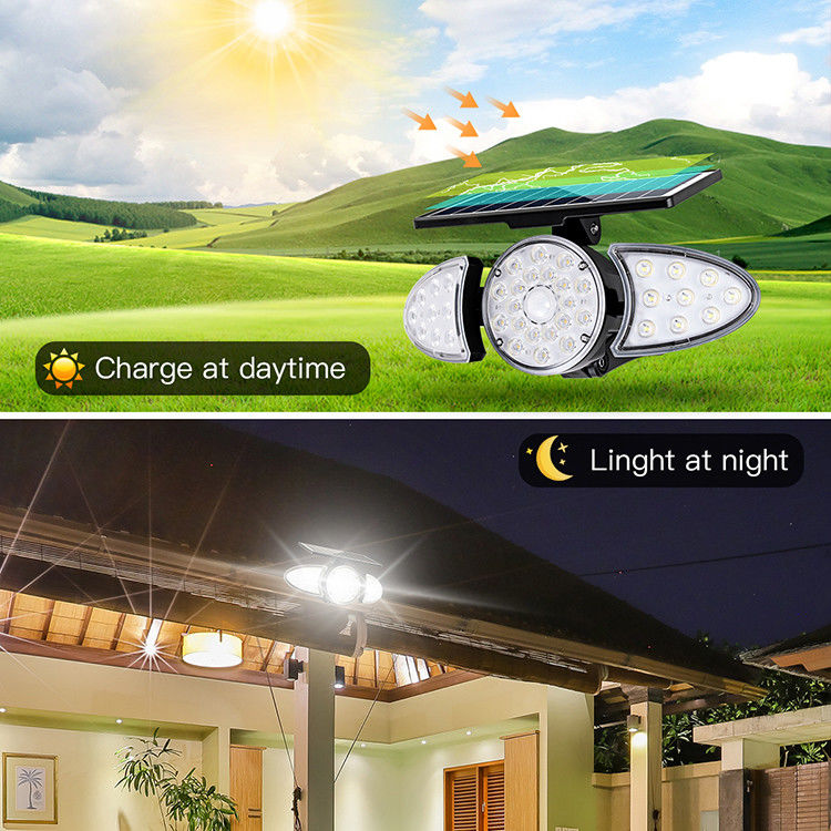 40000H Lifespan 3.7V 2500mAh Solar Wall Light 38PCS LED Wall Motion Sensor Light