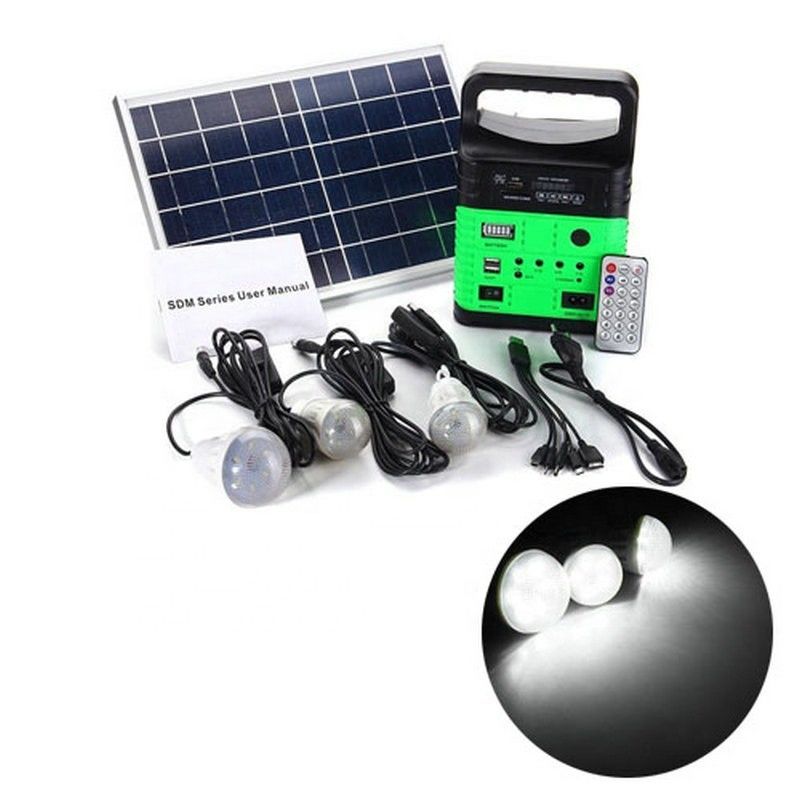 7500mah 10W 6V Solar Panel Energy System Indoor Solar Lighting Kits With MP3 FM Radio