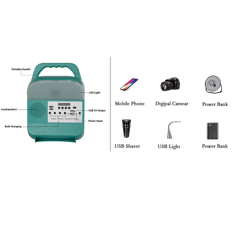 3pcs Portable 5W Solar Generator Home Lighting System 3.7V With Speaker FM Radio