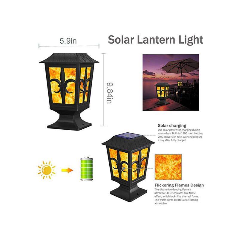 IP 65 Outdoor Solar Wall Lights 3.2V Fire Flame Waterproof Garden LED Wall Lamp