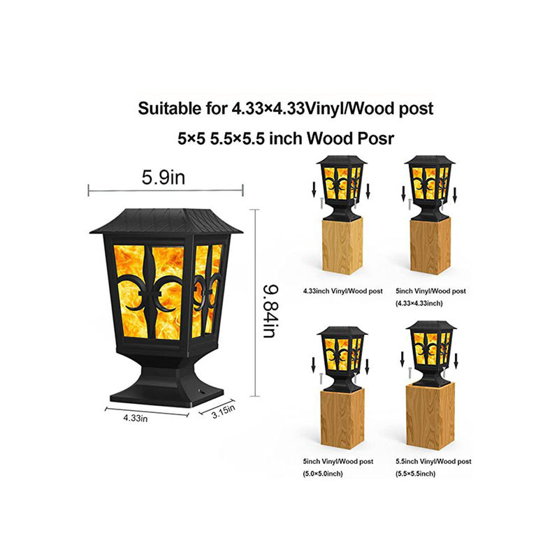 IP 65 Outdoor Solar Wall Lights 3.2V Fire Flame Waterproof Garden LED Wall Lamp