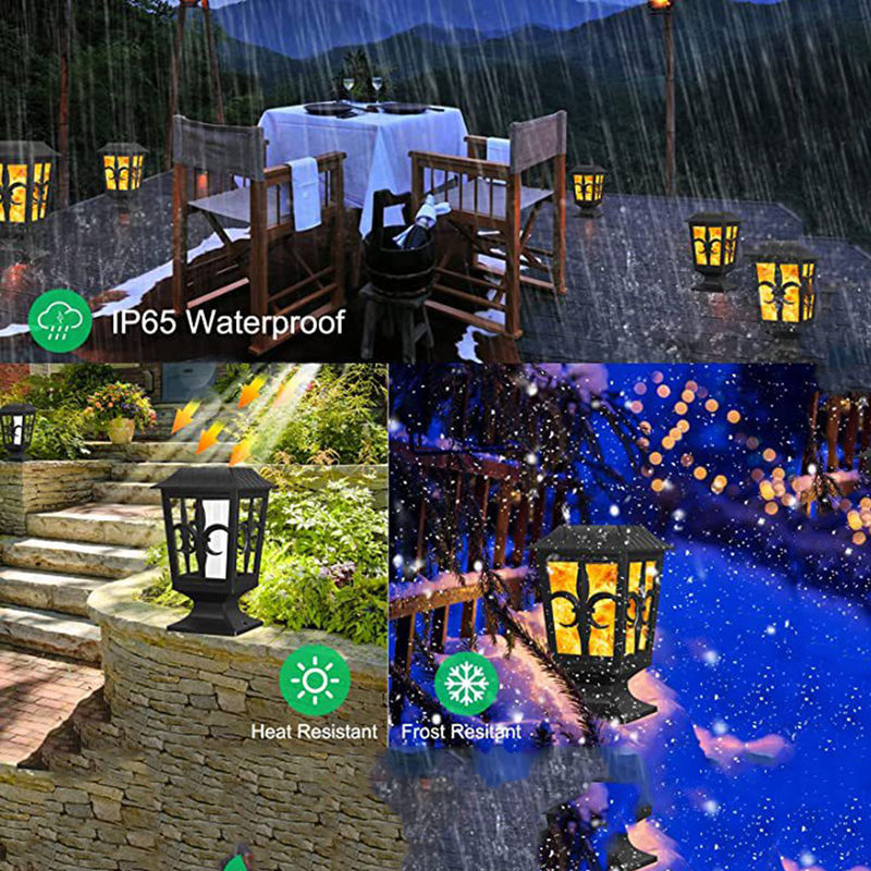 IP 65 Outdoor Solar Wall Lights 3.2V Fire Flame Waterproof Garden LED Wall Lamp