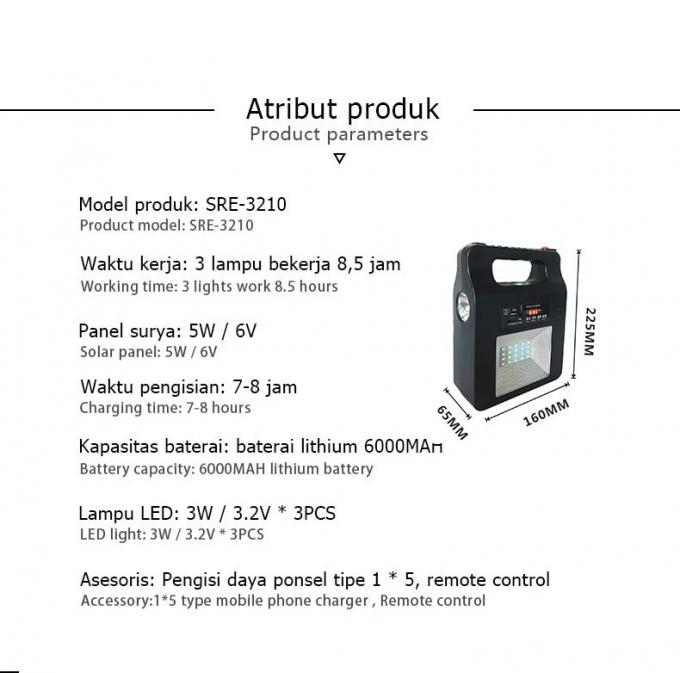 Solar Home Power System Lighting with Radio Bluetooth Outdoor Camping Power Outage Emergency Lights