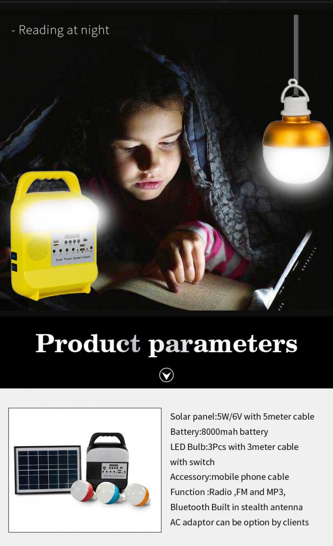 Multi-Functional Solar Panel Power Generation System Integrated Household Outdoor Lighting Mobile Phone Charging Lamp with Radio