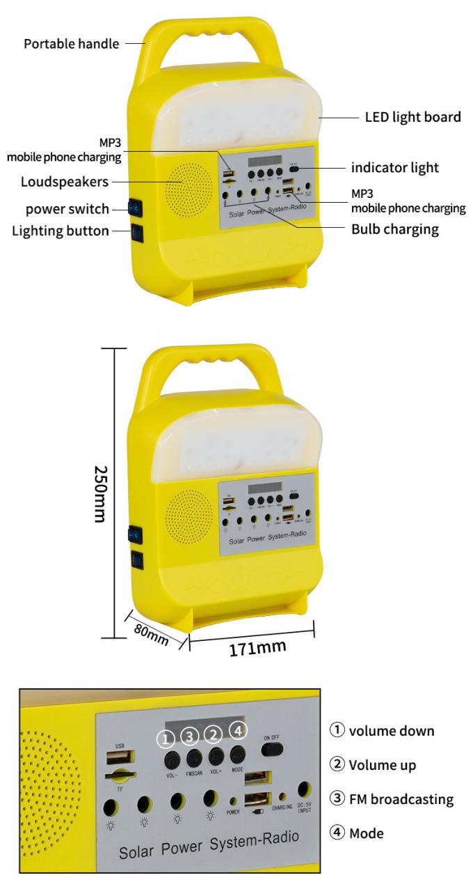 Small Solar Lighting System Outdoor Emergency with Radio Bluetooth Speaker Mobile Power Lamp