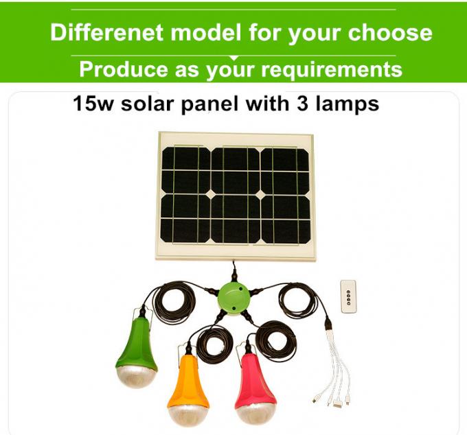 Solar Lighting Kit Panel 6W 6V LED Bulb Lamps
